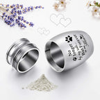 Xiuda small pet cremation urn shown with the included velvet pouch and filling kit.
