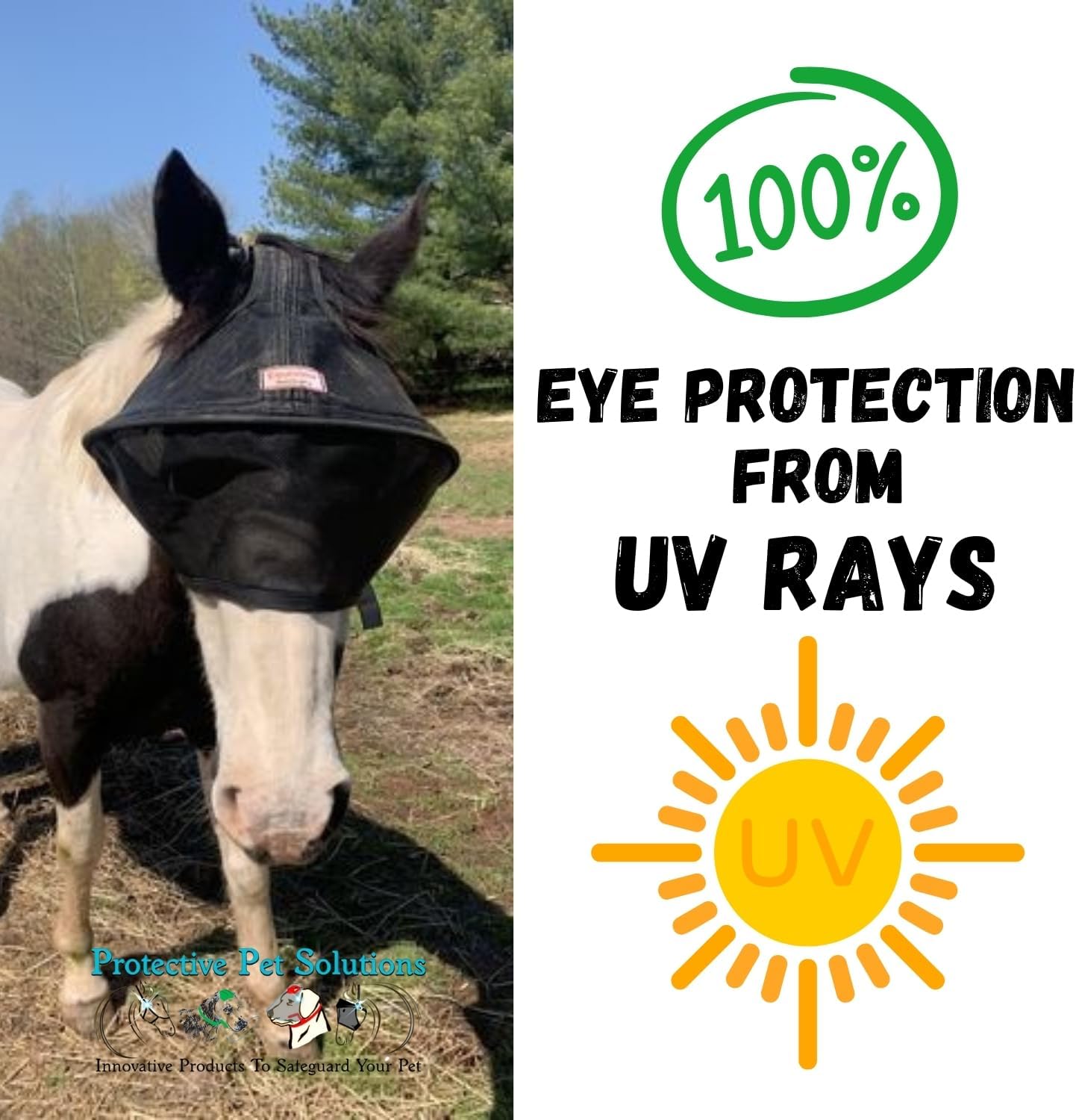 EquiVizor horse mask showcasing superior UV mesh material