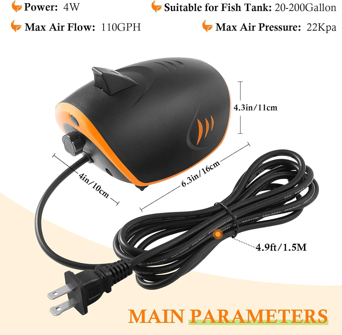Hitop dual outlet air pump showing control knob and power button