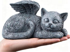 Kitten garden memorial stone highlighting the durable waterproof material.