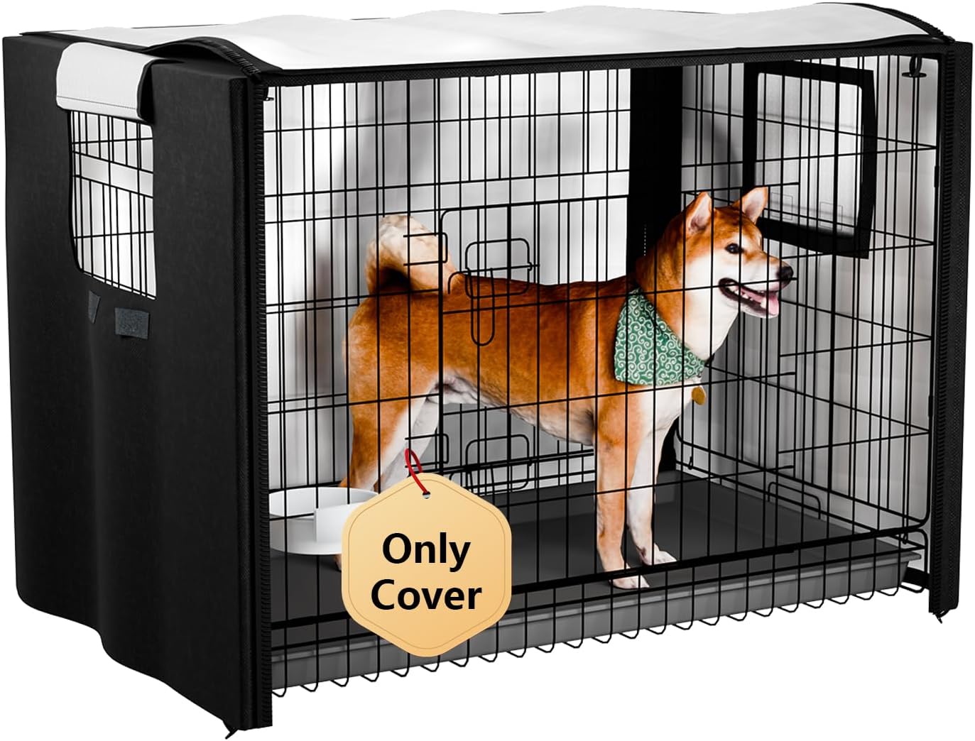 EVRBUL Dog Crate Cover Heavy Duty 420D Fabric Pet Kennel Cover Universal Compatible with 48 inches Wire Cage 48 x 30 x 33 Inches All Sides Open - Image 10