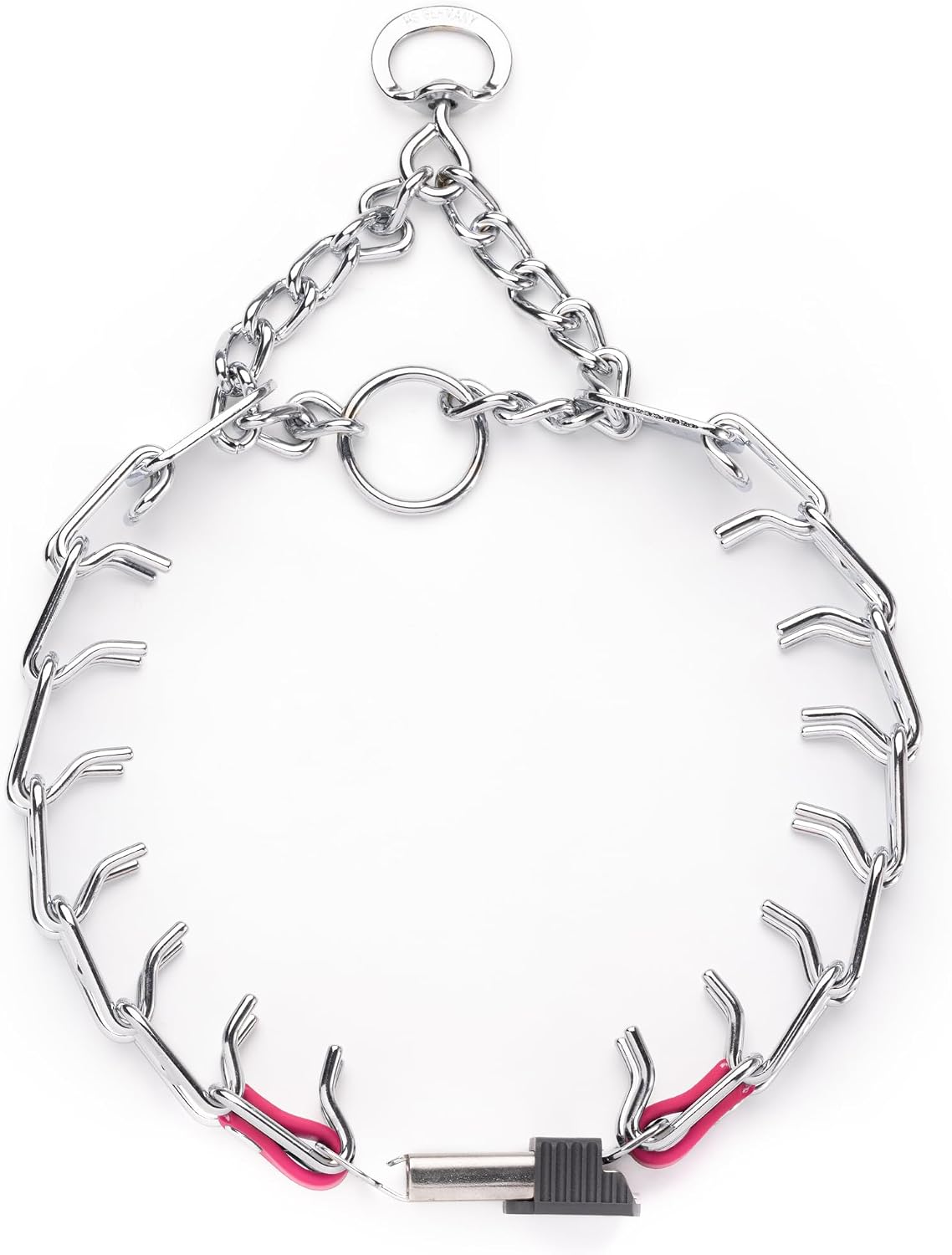 Herm Sprenger short links dog training collar showcasing chrome steel durability