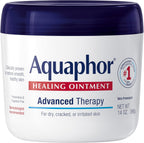 Aquaphor Healing Ointment 14 Ounce Jar front view showing advanced therapy skin protectant label for dry cracked skin moisturizing