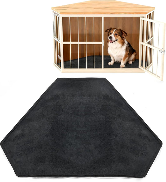 Wibeelee corner crate dog mat front view showing grey coral fleece