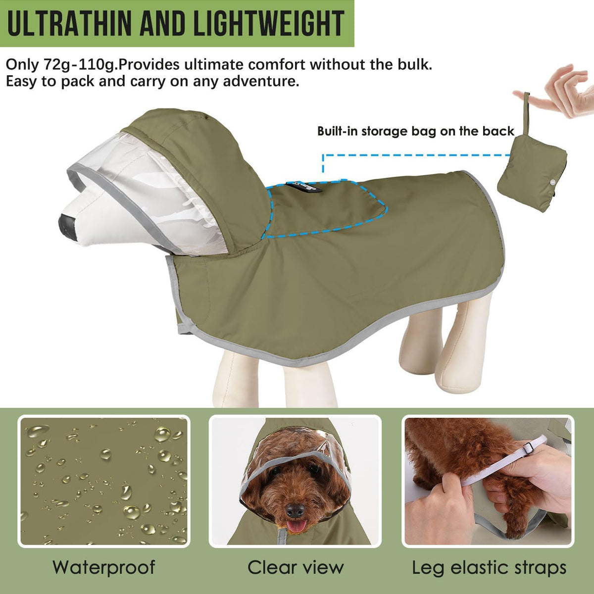 Lukovee adjustable poncho jacket showing highly reflective stripes for night safety