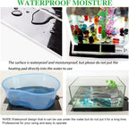 Reptile heating pad installed under a glass terrarium enclosure