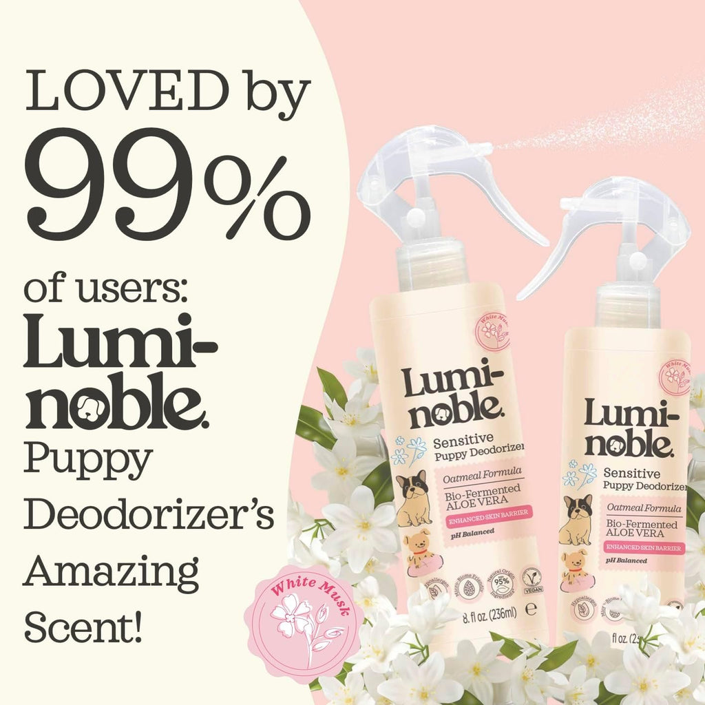 Close up of Lumi-Noble pet cologne label showing ingredients