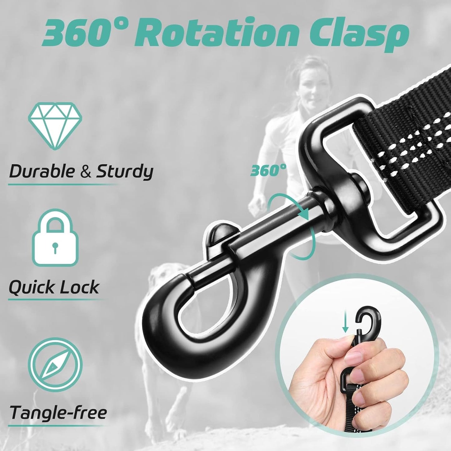 Shock absorbing elastic bungee section of the rabbitgoo dog lead