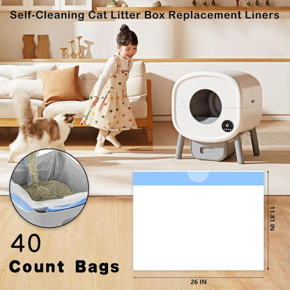 Extra thick 2 mil automatic cat litter bags showing puncture resistant plastic