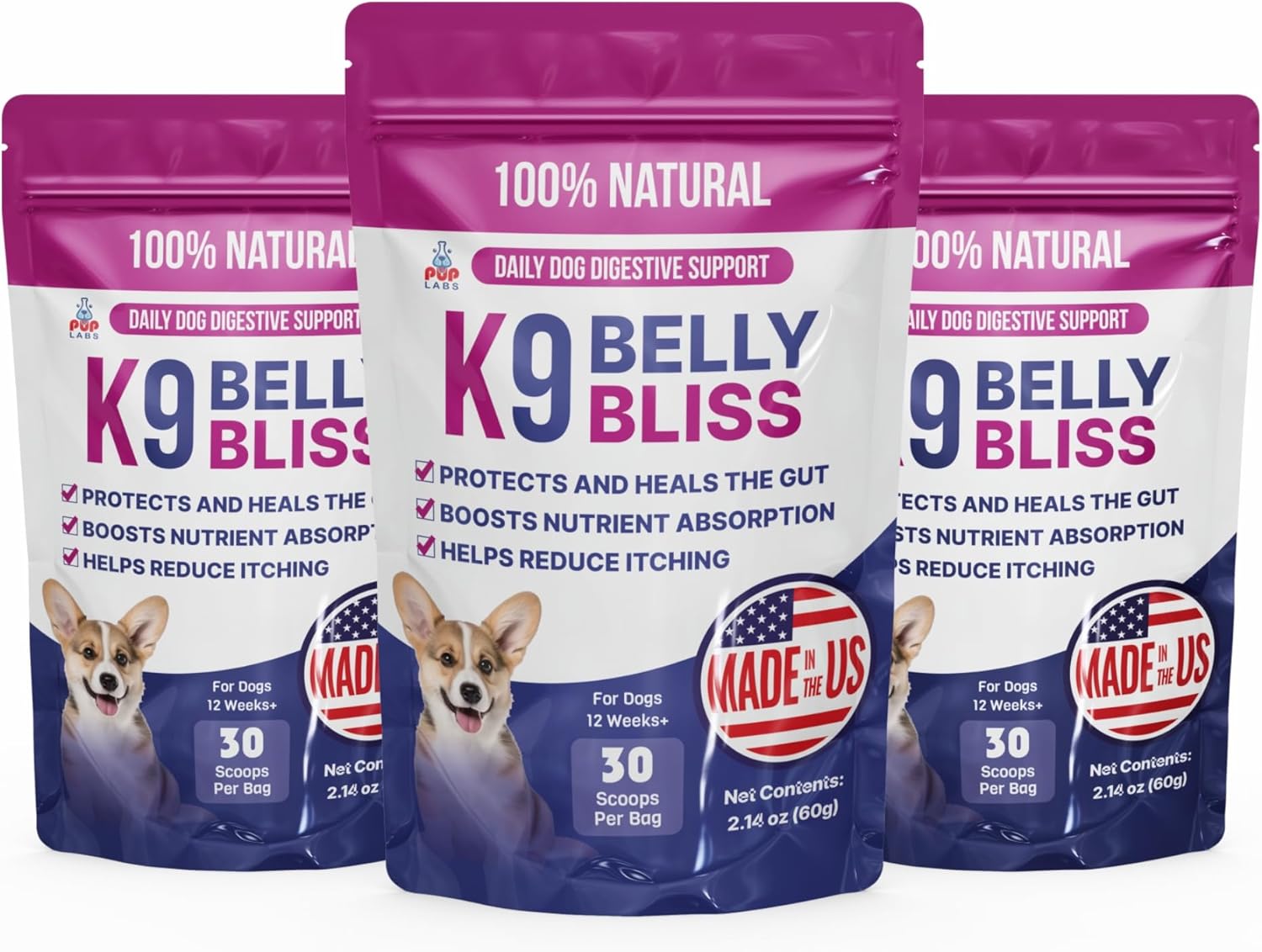 Pup Labs K9 Belly Bliss, All-Natural Gut Health for Dogs, Vet Approved Prebiotic for Dogs for Daily Digestive Support and Dog Constipation Relief, Easy to Use Topper for Dry and Wet Food, 30 Scoops. - Image 9