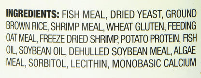 Authentic imported USA formula Tetra fish food packaging details.