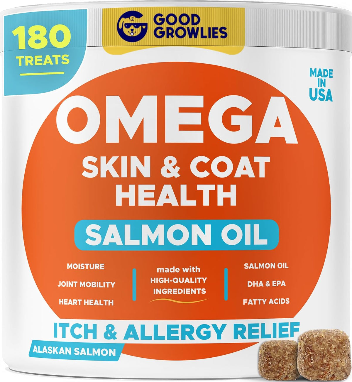 Omega 3 Fish Oil for Dogs (180 Ct) - Skin & Coat Chews - Dry & Itchy Skin Relief + Allergy Support - Shiny Coats - EPA&DHA Fatty Acids - Natural Salmon Oil Chews Promotes Heart, Hip & Joint Support - Image 11