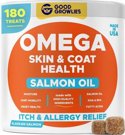 Omega 3 Fish Oil for Dogs (180 Ct) - Skin & Coat Chews - Dry & Itchy Skin Relief + Allergy Support - Shiny Coats - EPA&DHA Fatty Acids - Natural Salmon Oil Chews Promotes Heart, Hip & Joint Support - Image 11