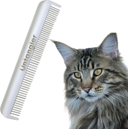 Cat Comb with Silky Smooth Rotating Teeth - Clears Mats Gently (5" Ultra Fine Teeth; 7" Dual Teeth) (White, 5") - Image 10