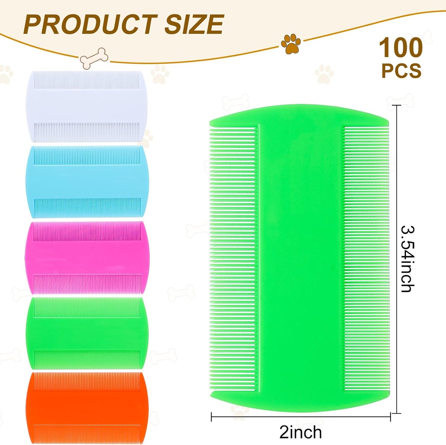 Five assorted colors of Rmerve double sided flea combs