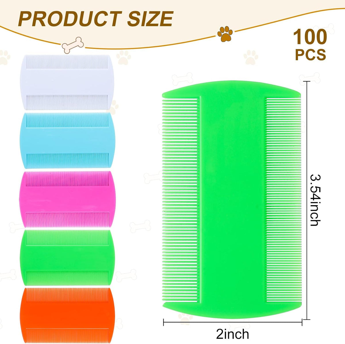 Five assorted colors of Rmerve double sided flea combs