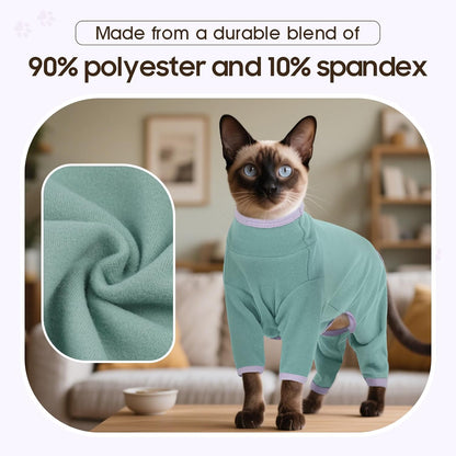 Dentrun anti-shedding cat onesie showing breathable fabric texture