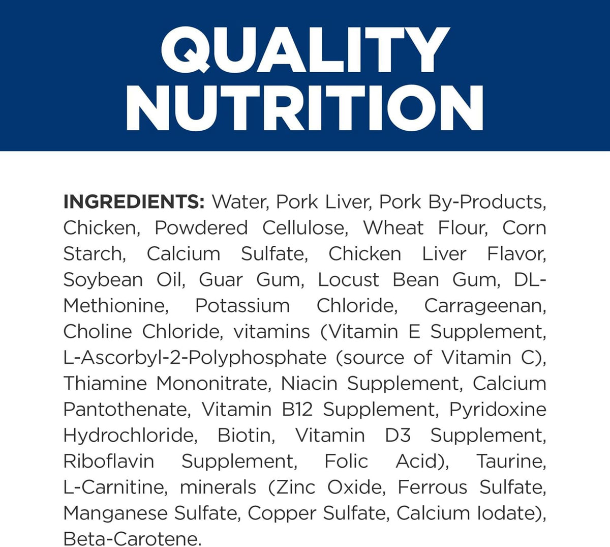 Hill's Prescription Diet nutritional information panel on can