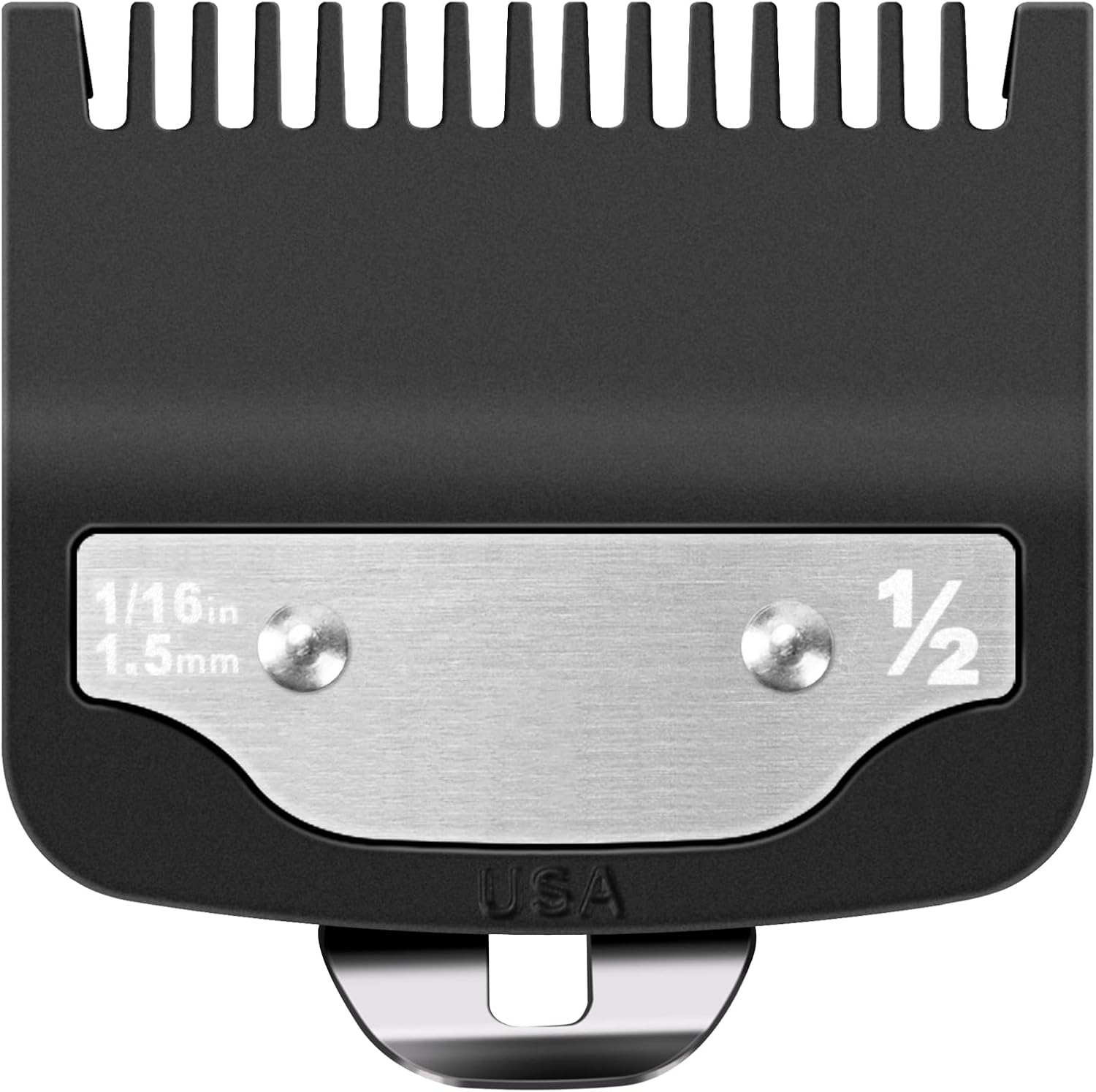 Tiardey replacement for Wahl clipper guard front view showing the premium black reinforced nylon body and clean comb teeth.