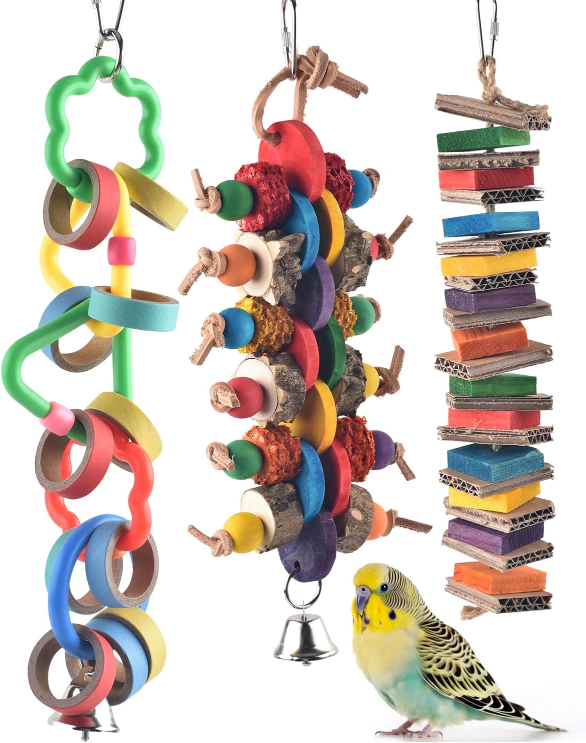 Bissap 2 PCS Bird Chew Toys, Multicolored Bagel Cascade Bird Parrot Toy Biting Paper Cardboard Olympic Rings Conures Toys for Amazon Cockatiels Cockatoos Macaws and Similar Sized Pet Birds - Image 9