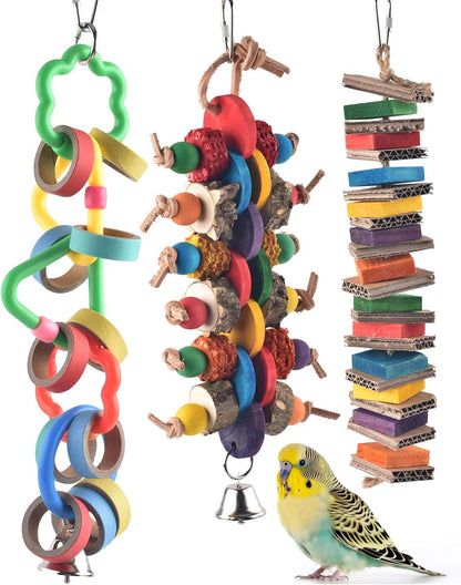 Bissap 2 PCS Bird Chew Toys, Multicolored Bagel Cascade Bird Parrot Toy Biting Paper Cardboard Olympic Rings Conures Toys for Amazon Cockatiels Cockatoos Macaws and Similar Sized Pet Birds - Image 9