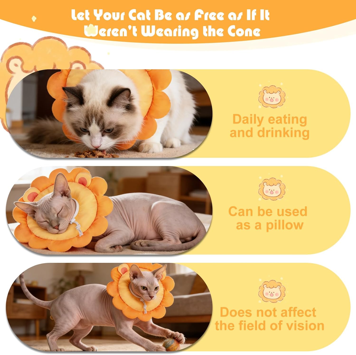 EXPAWLORER cat recovery e collar after surgery plush filling texture view