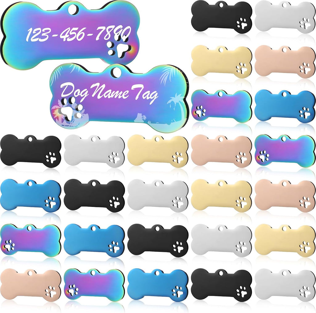 Hicarer 30 Pcs Stainless Steel Blank Pet ID Tags Personalized Dog Name Tag with Hollow Design Engraved on Both Sides Dog Cat Collar Name Accessories Regular Size DIY(Slide-on Shape) - Image 9