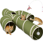 Ownpets Cat Tunnel Large 12 inch Diameter Sturdy Oxford Fabric Cat Tunnel Toy, Cactus Shape Collapsible Cat Tunnels for Indoor Cats,Interactive Peek Hole Pet Tunnel Tube with Cat Wand Toy - Image 12