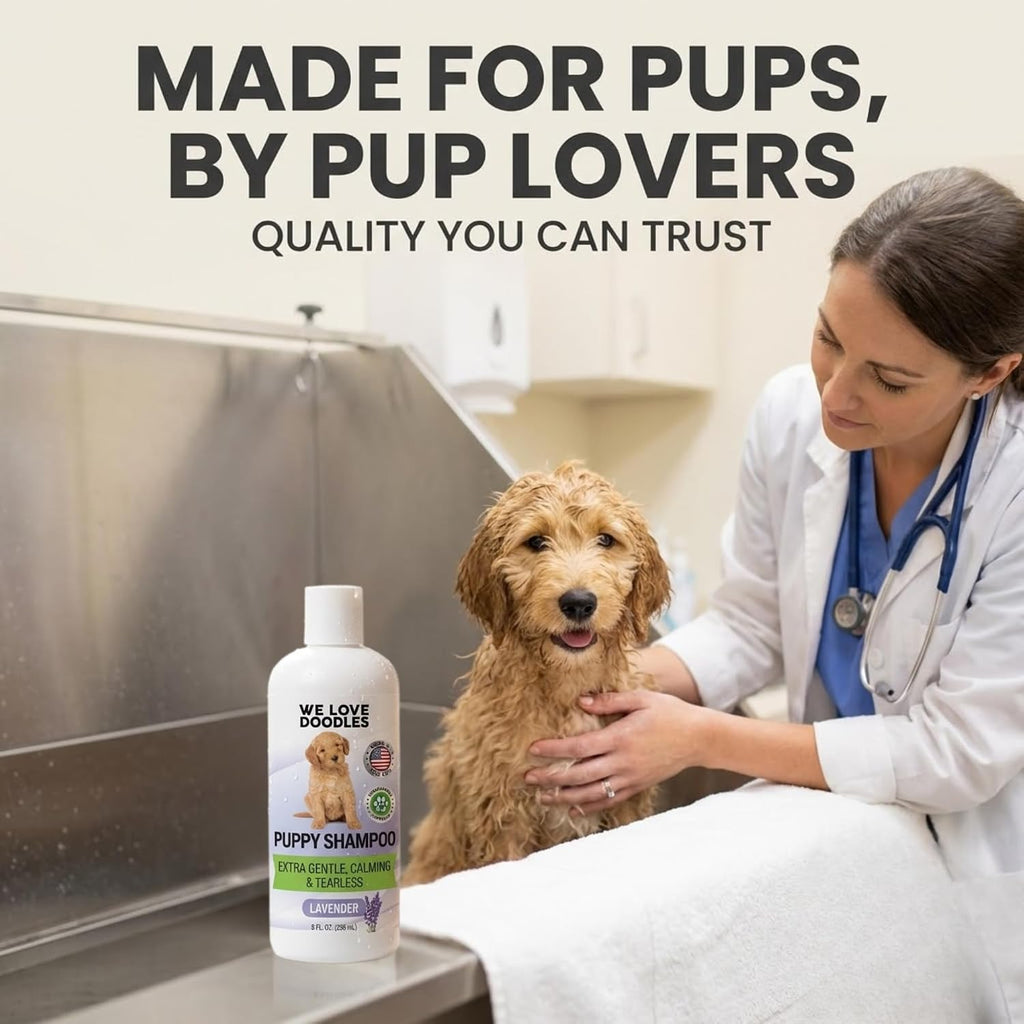 USA manufactured professional dog shampoo and conditioner for sensitive puppies.