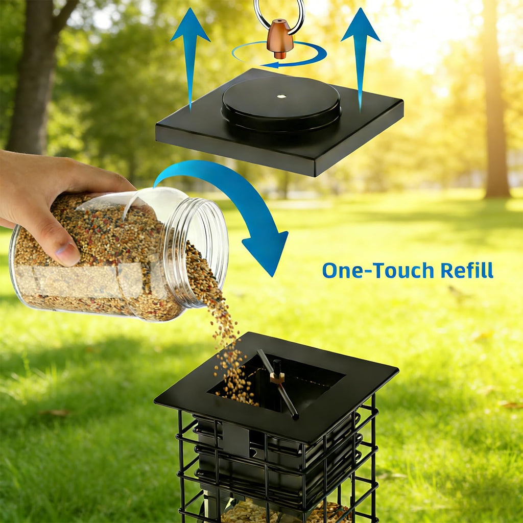 Metal Squirrel Proof Bird Feeder,2.5LB Capacity,Easy Refill & Clean - Image 7