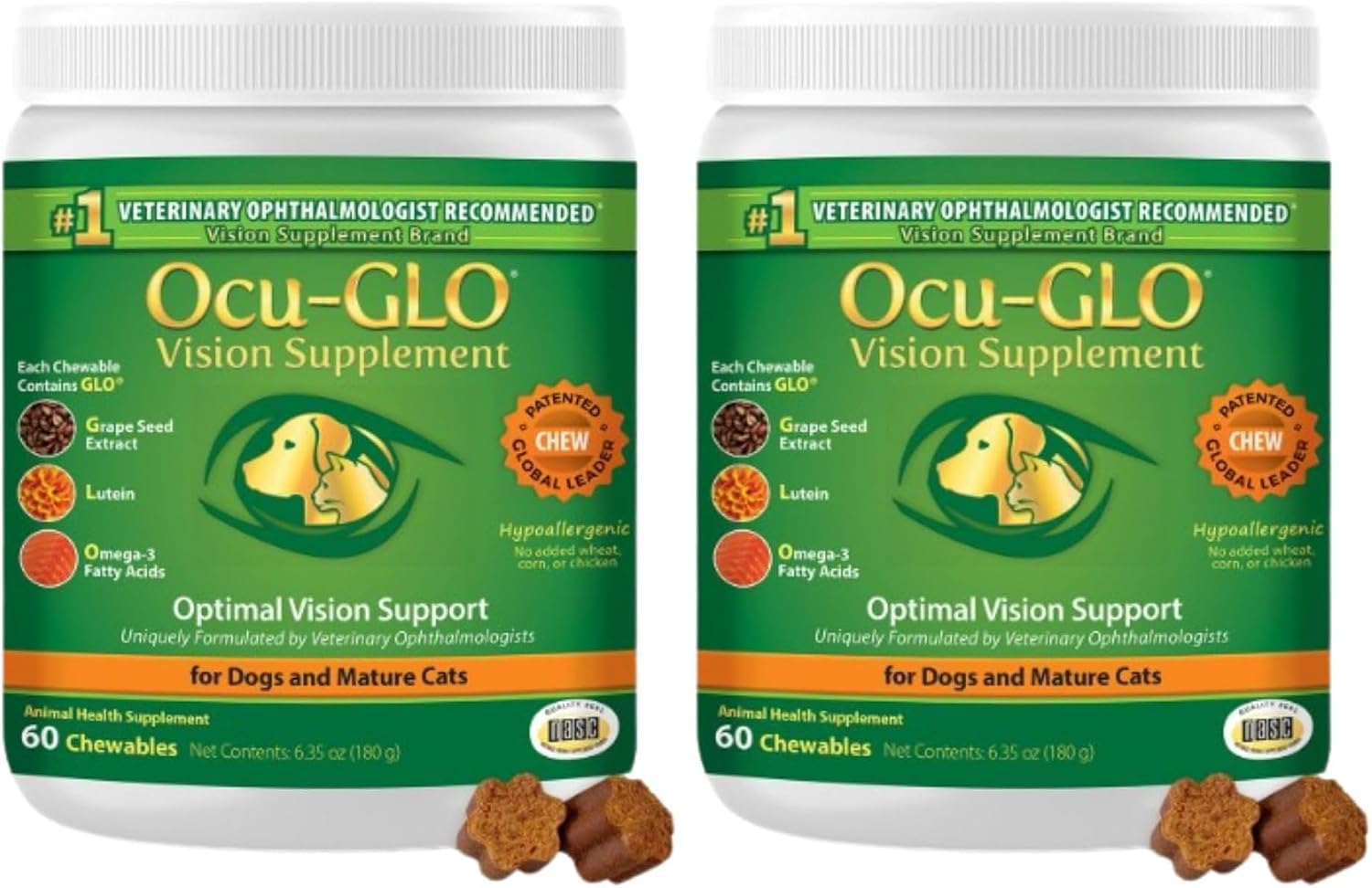 Ocu-GLO Cat & Dog Supplement for Eye Support - Chewable Vision Vitamins Supplements for Large and Small Pets Care with Lutein, Omega-3 Fatty Acids, Grape Seed Extract & Antioxidants - Image 13