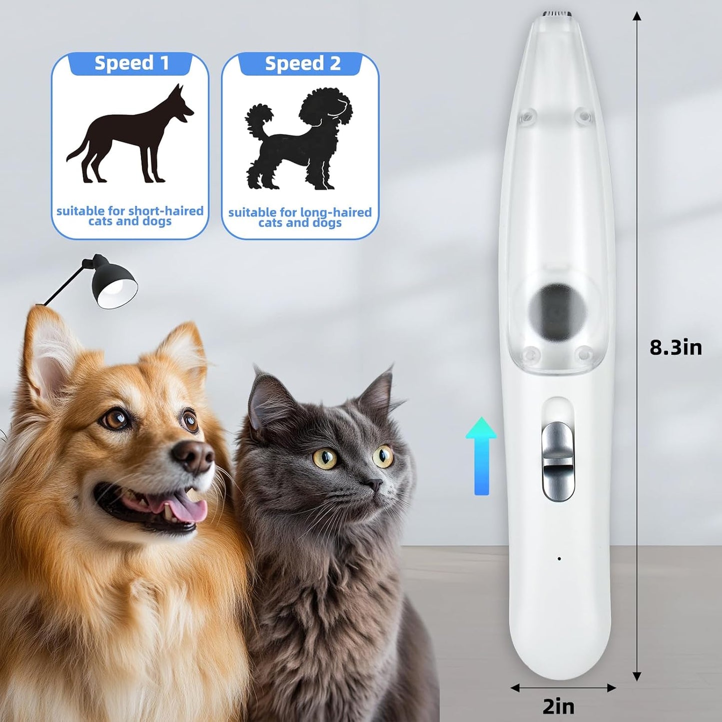 USB rechargeable pet clipper with one-button operation and charging port