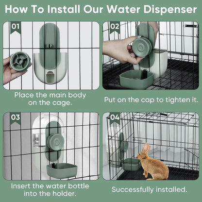 Lemtrflo 28oz Hanging Automatic Water DispenserRabbit Water Bottle,Bunny Guinea Pig Ferret Water Bowl for Cage,Suitable for Small Animal Puppies(Cage Grid Spacing Over 1.2'') (Green) - Image 6