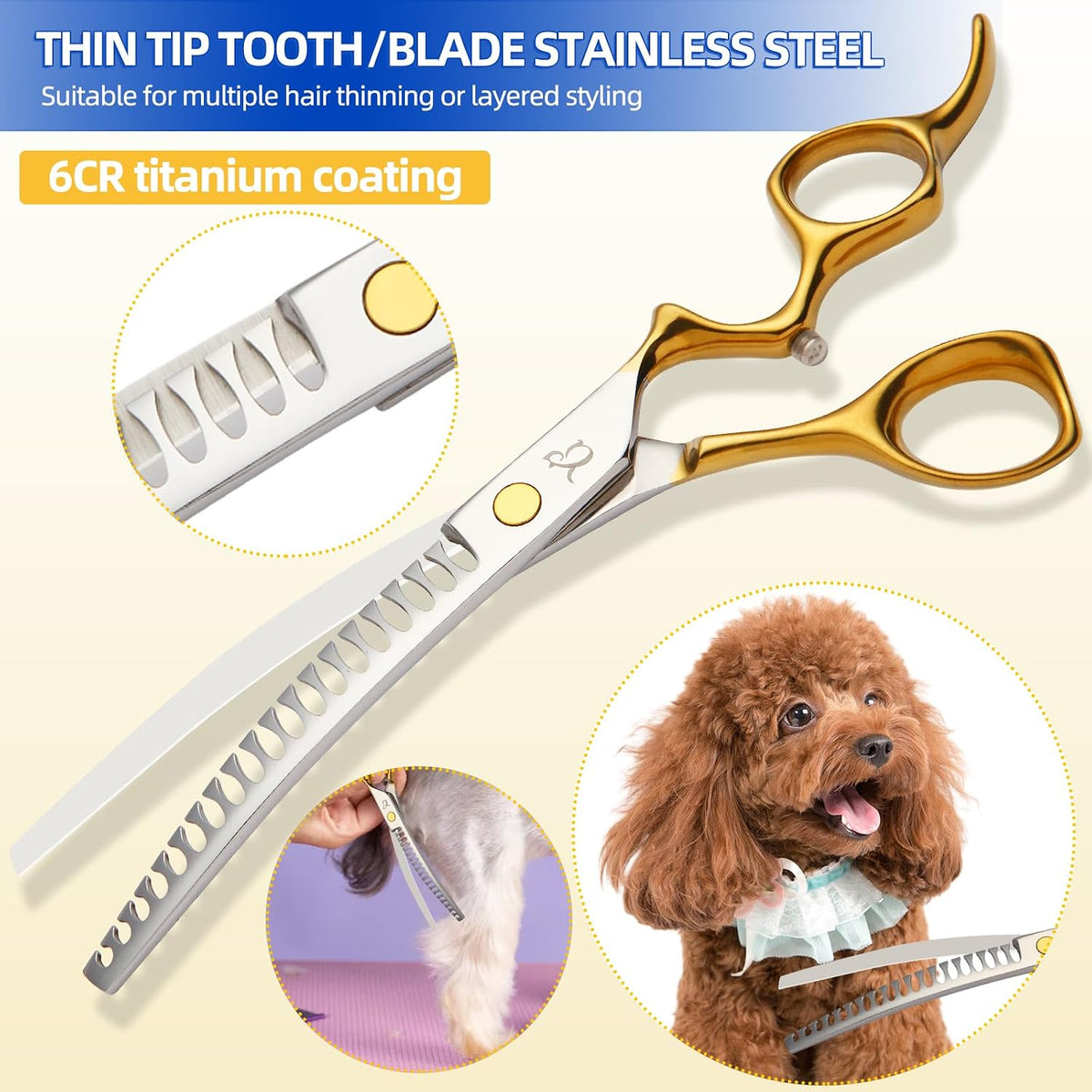 Ergonomic handle design of Citywish dog hair cutting scissors for comfortable grip