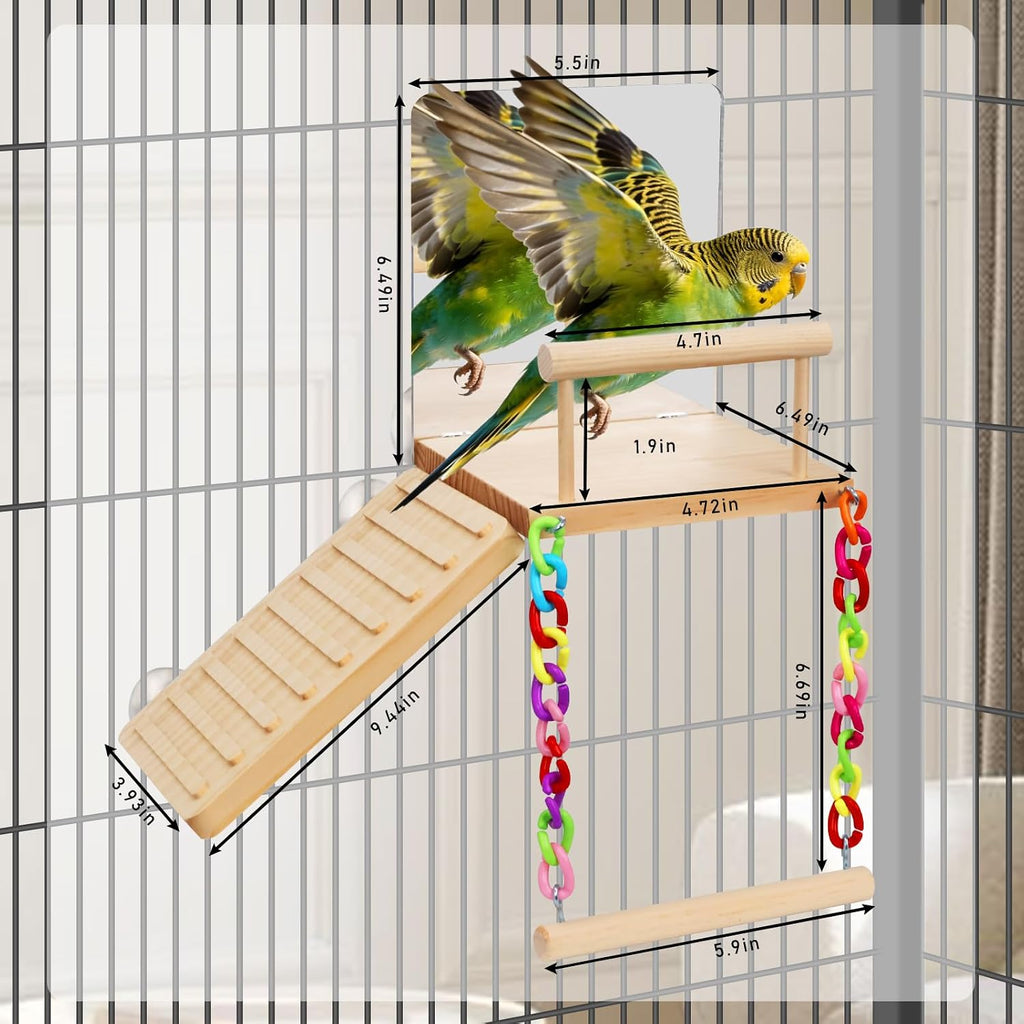 Close up of ZooVibe natural pine wooden bird platform
