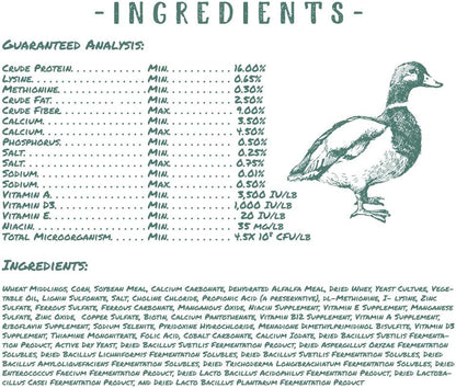 Manna Pro duck feed packaging side profile