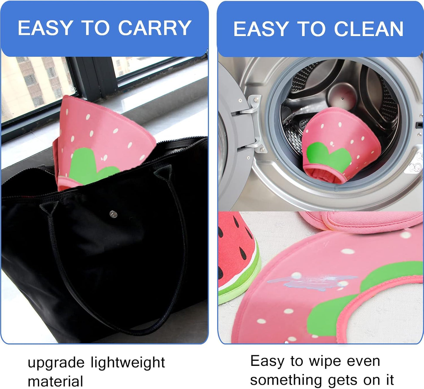 Leeper strawberry print soft pet cone cushioned recovery neck pillow for dogs
