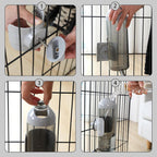 Septillar puppy kennel drinker kettle feeder installed on wire hutch
