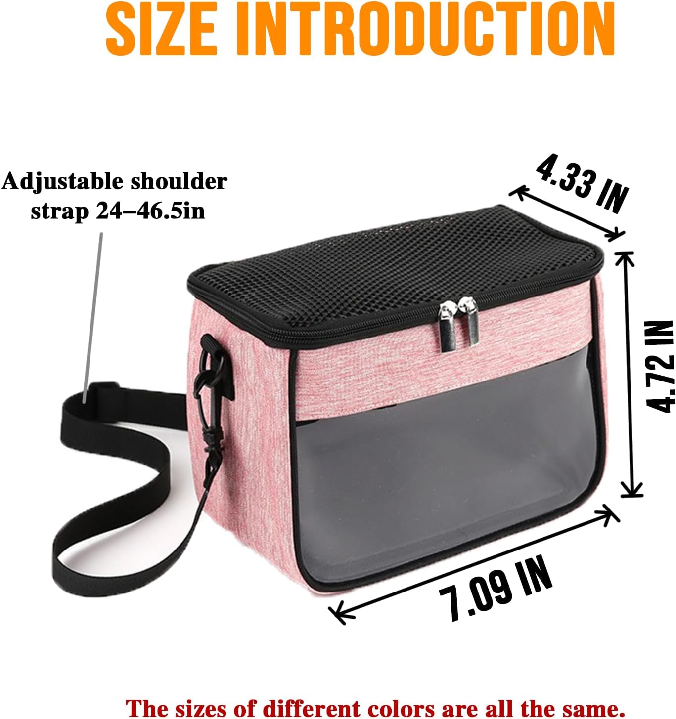 Small Pet Carrier Bag - Single - Shoulder Outdoor Carrier for Hamsters, Sugar Gliders & Flying Squirrels Portable Small Pet Travel Bag (Pink) - Image 2