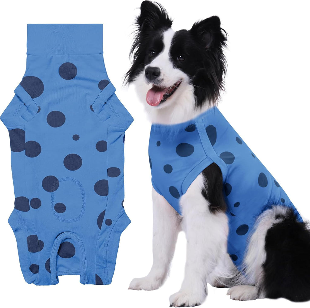Comwish protective pet bodysuit showing back fasteners layout