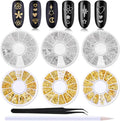 Wokoto 6 boxes gold and silver nail art studs set front view