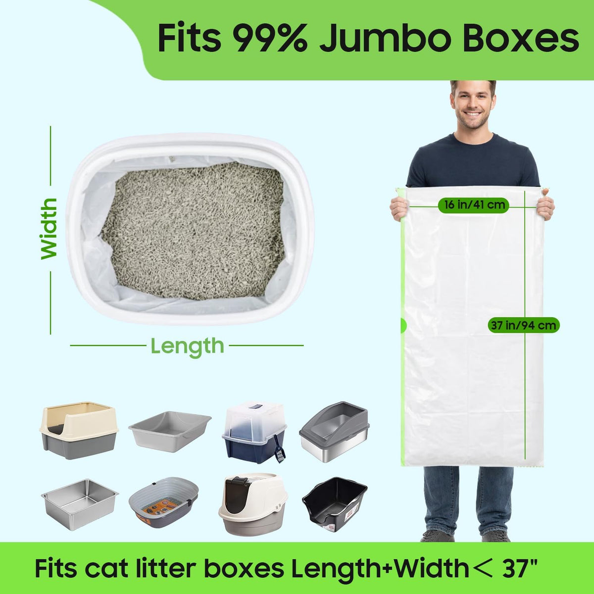 Heavy duty scratch resistant kitty litter liner showing thickness detail.