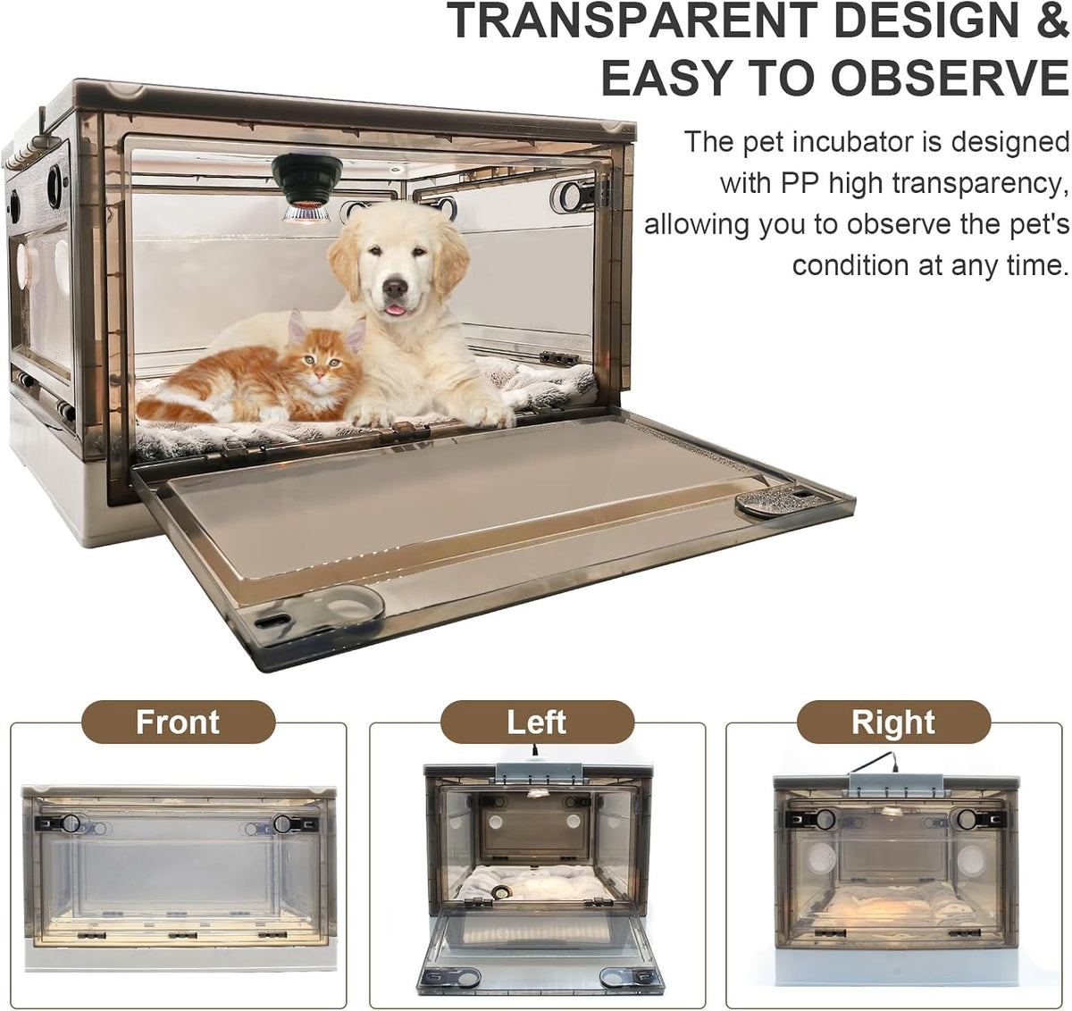 GIFANK fifty five liter intensive care unit with plush bed mat and medicine feeder accessories