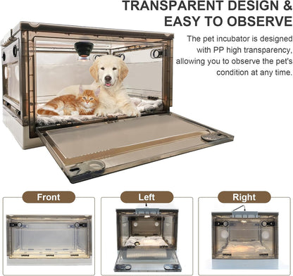 GIFANK fifty five liter intensive care unit with plush bed mat and medicine feeder accessories