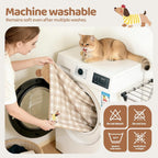 Washable calming pet blanket being prepared for a gentle laundry cycle