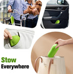 A dog drinking comfortably from the Yonisole green leaf water bottle attachment during a walk.
