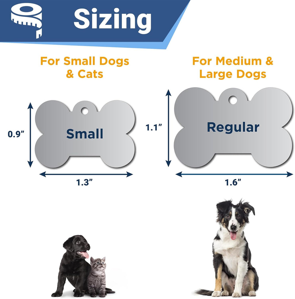 GoTags durable stainless steel bone shape identification tag packaging layout