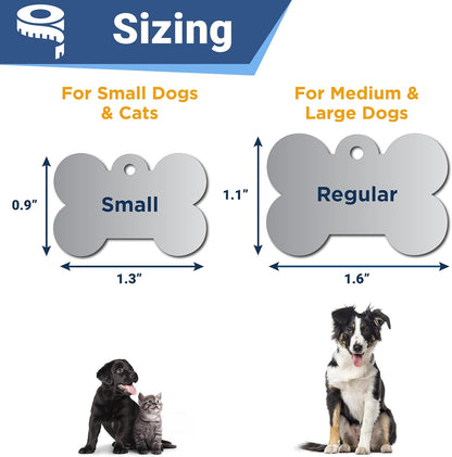 GoTags regular sized 1.3 inch personalized bone tag for medium and large breed dogs