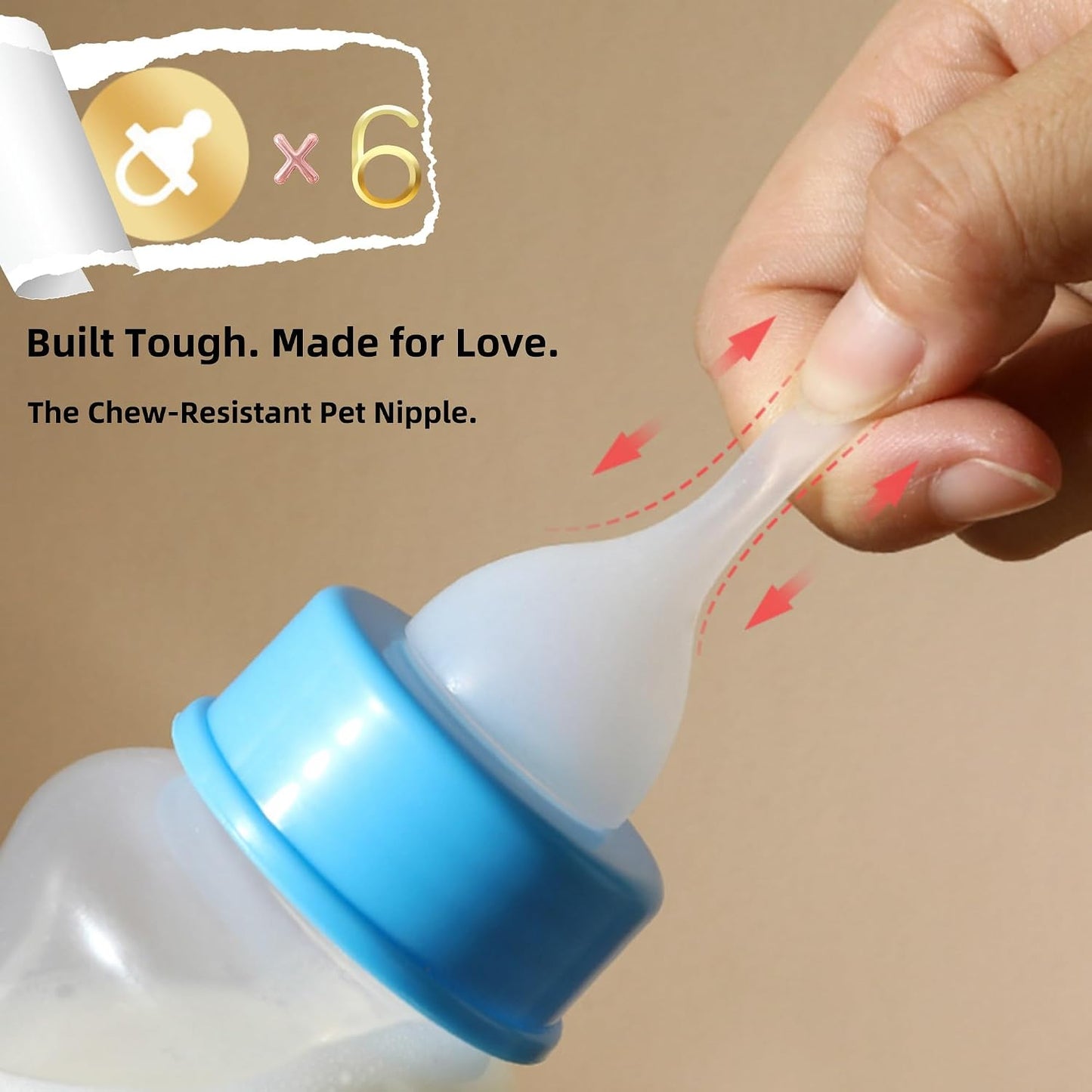 BPA-free pet feeder bottles for puppies kittens and rabbits in multiple ounce capacities.