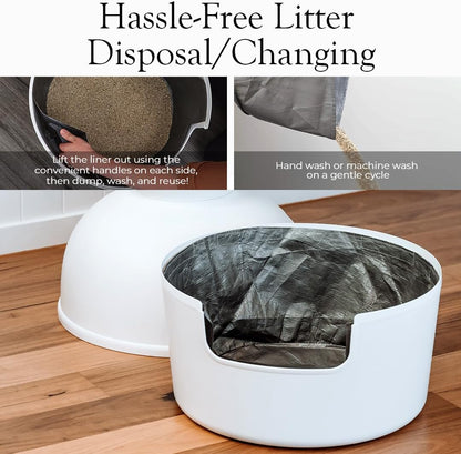Durable canvas alternative to single use plastic cat litter bags.